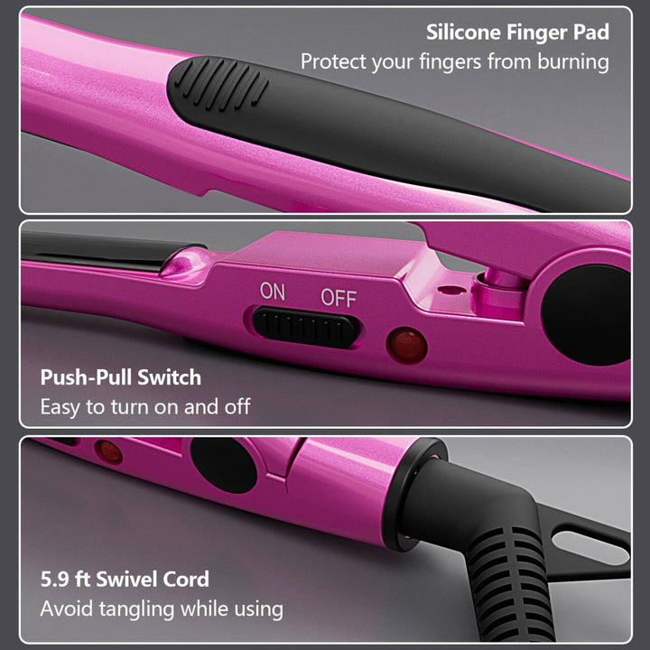LURA Mini plancha plana para cabello corto, alisador de pelo pequeñ...