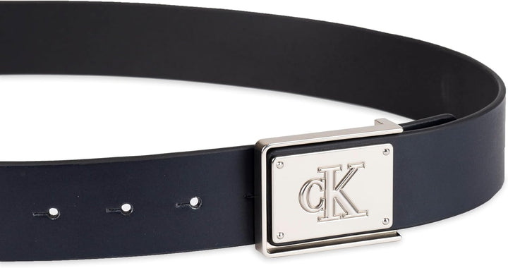 Calvin Klein Cinturón con hebilla de placa moderna y detalle de log...