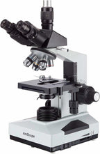 AmScope T490B Microscopio trinocular compuesto, ampliación de 40X-2000X, luz halógena, condensador Abbe, mesa mecánica de 2 capas, óptica de alta resolución, premiado con el n.° 6 entre los 10 mejores microscopios de 2016