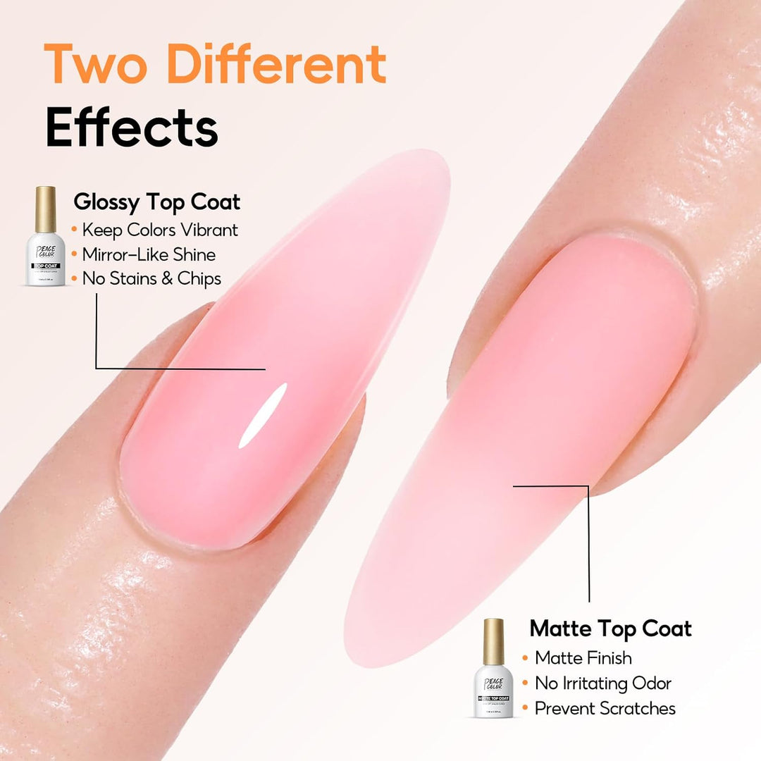 PEACECOLOR Kit de uñas de polygel de 24 piezas con luz UV, 6 colore...