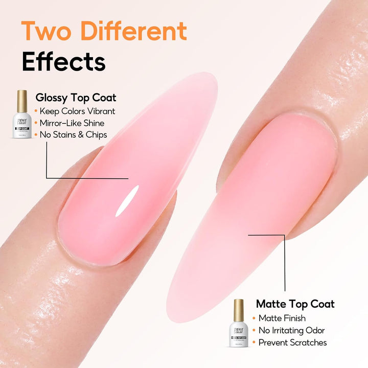 PEACECOLOR Kit de uñas de polygel de 24 piezas con luz UV, 6 colore...
