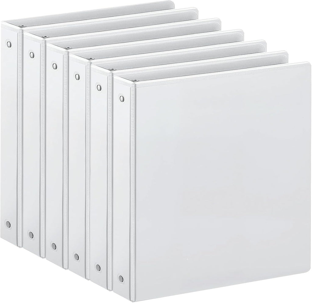 SUIN Carpeta de 3 anillos de 1 pulgada con 2 bolsillos, carpetas transparentes personalizables para letras de EE. UU. de 8.5 x 11 pulgadas, sin PVC, carpeta de 1 pulgada para oficina, hogar y escuela, color blanco, paquete de 6