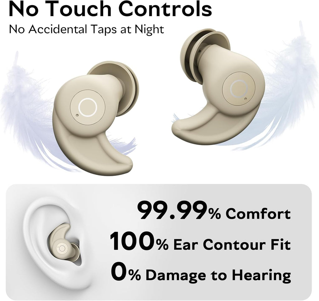 OHAYO Auriculares para dormir A10 Bluetooth 6.0 con aislamiento de ruido para personas que duermen de lado, sin control táctil, pequeños auriculares para dormir, aplicación de ruido blanco (gris)