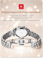 OLEVS Reloj para Mujer Moderno de Moda con Diamantes para Damas Analógico, Acero Inoxidable, Resistente al Agua, Luminosa, Día, Fecha, Dos Tonos
