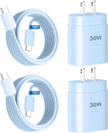 Cargador para teléfono 17, 16, 15, carga rápida, 30 W, USB C, bloque de carga para teléfono 17 16 15 Pro Max y cable tipo C de 10 pies de largo para i.Phone 17/Air/17 Pro/17 Pro Max/16/16 Plus/16 Pro/16 Pro Max/15/15 Pro Max, azul