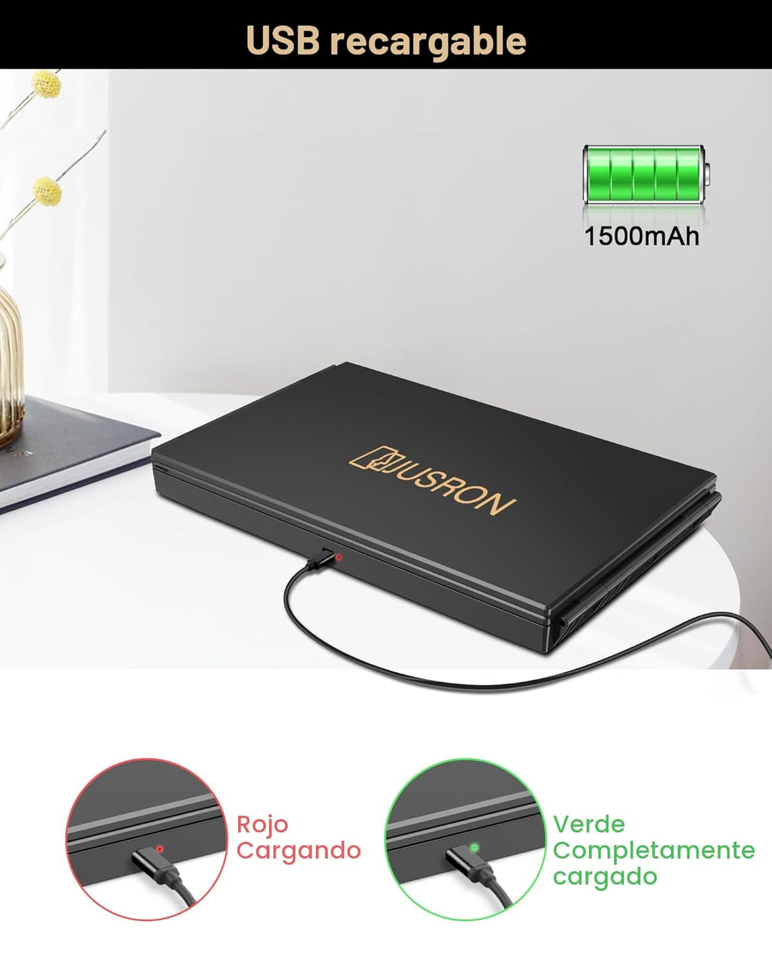 JUSRON Espejo para Cortarse el Cabello Uno Mismo con Ángulo de Visi...