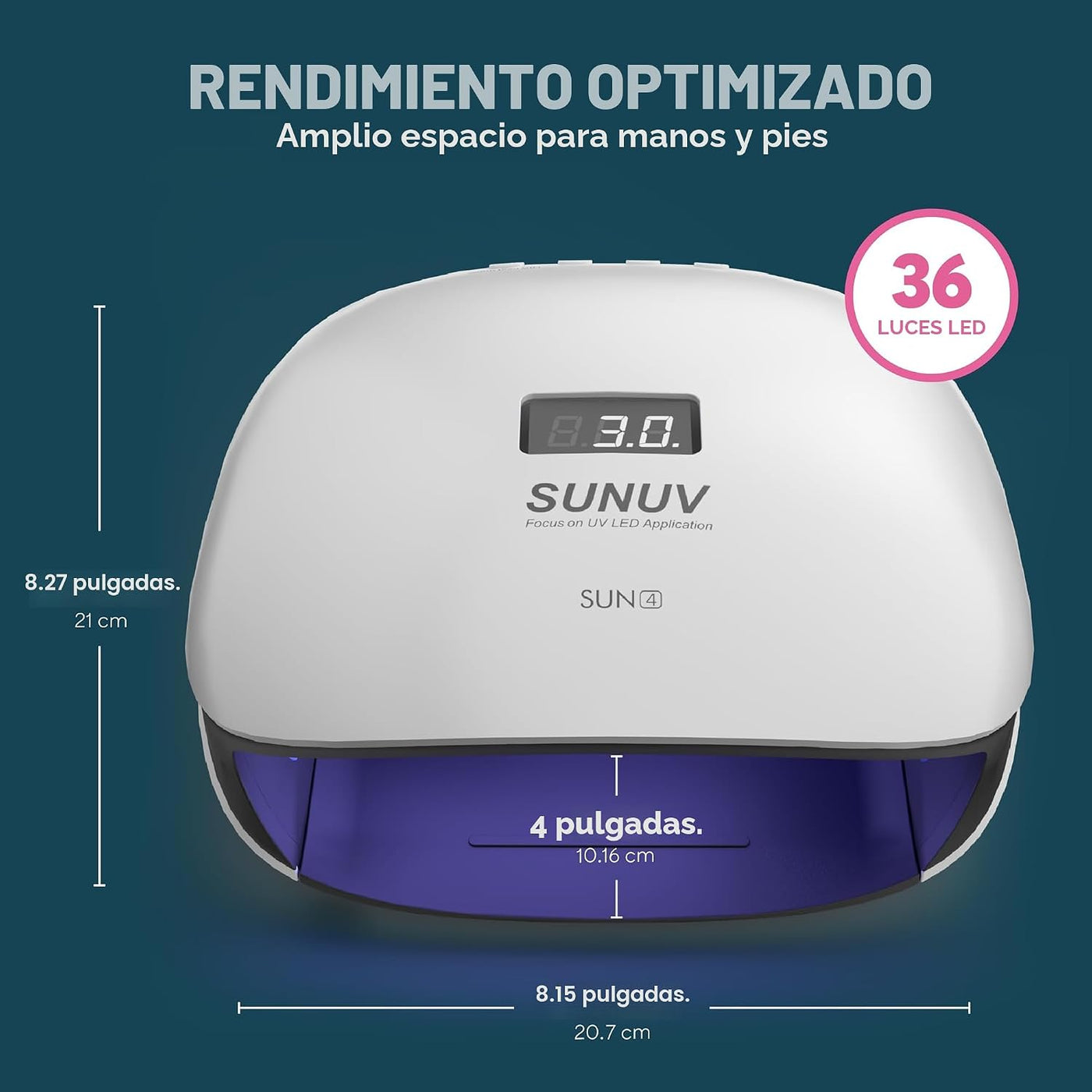 Secador de uñas con gel con LED de 48 W UV y sensor (blanco), de Sunuv