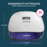 Secador de uñas con gel con LED de 48 W UV y sensor (blanco), de Sunuv