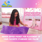 Saco de dormir de unicornio para niños: los sacos de dormir que brillan en la oscuridad son divertidos regalos de unicornio para niñas. Perfecto para fiestas de pijamas, camping, tapete de siesta de felpa para preescolar, con bolsillo para almohada, más