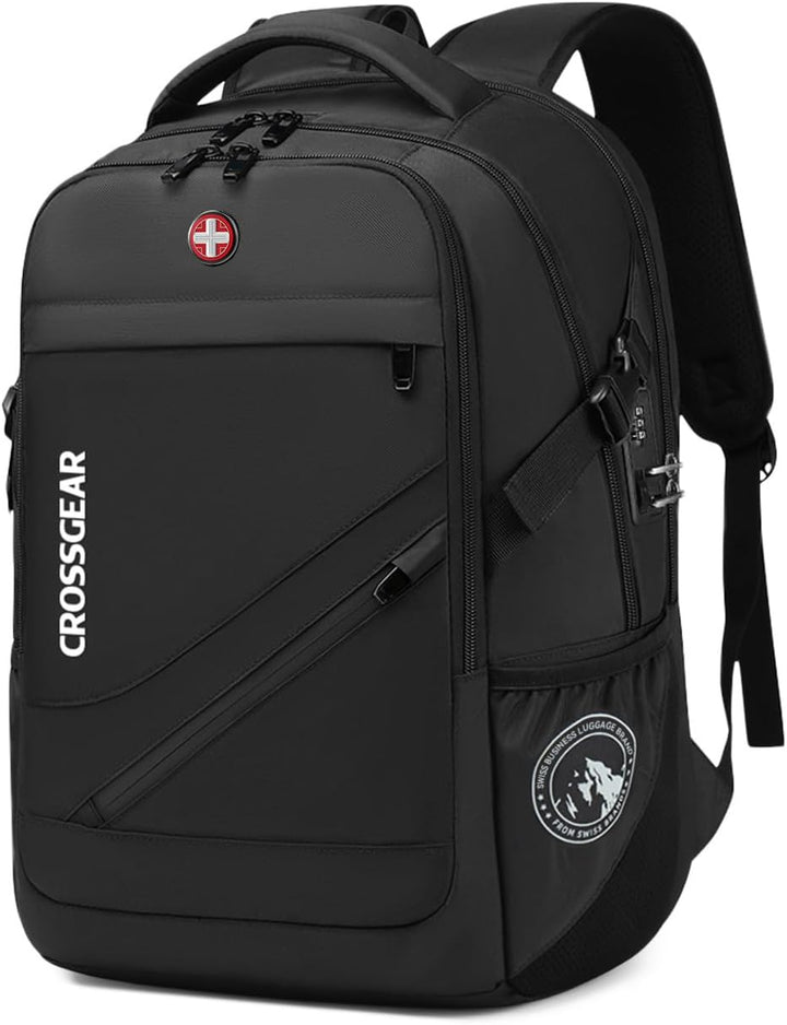 CROSSGEAR Mochila grande de viaje de 17.3 pulgadas, con cerradura a...