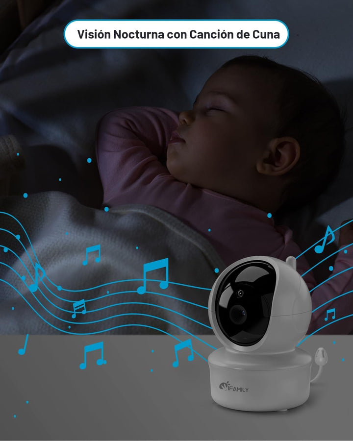 iFamily - Monitor de bebé - Pantalla grande de 5" con vida útil...