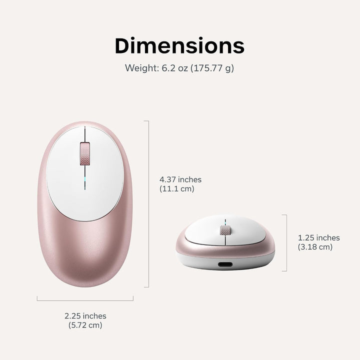 Ratón inalámbrico Bluetooth Satechi M1, recargable USB-C, compacto...