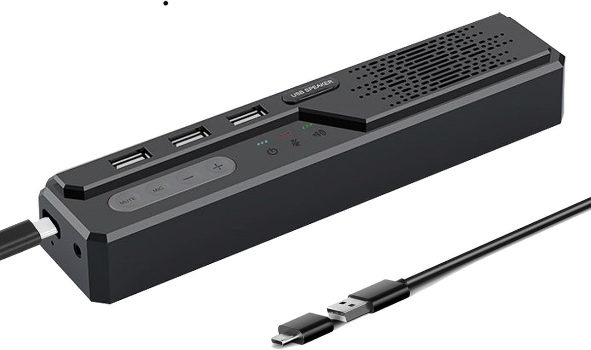 Altavoz de conferencia para PC y portátil, altavoz Bluetooth con reducción de ruido AI, captación de voz de 360°, USB-C Plug and Play, compatible con Zoom, Microsoft Teams, Skype y Webex