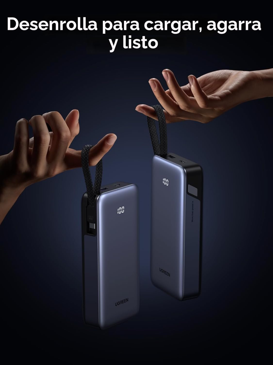 UGREEN Nexode Banco de Energía 20000mAh 45W con Cable Incorporado,...
