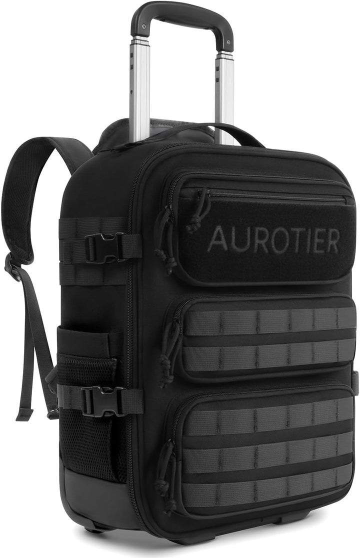 AUROTIER Mochila Táctica con Ruedas para Laptop, Equipaje de Mano c...