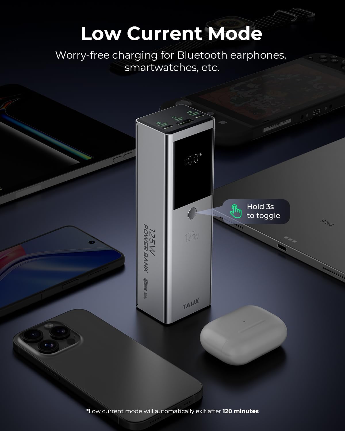TALIX Banco de energía de 125 W, cargador portátil para portátil de...