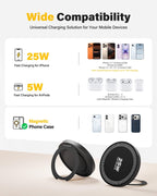 Paquete de 2 cargadores magnéticos inalámbricos para iPhone, cargador rápido para teléfono con soporte, almohadilla de carga rápida de teléfono de 6 pies y 25 W, carga magnética inalámbrica para