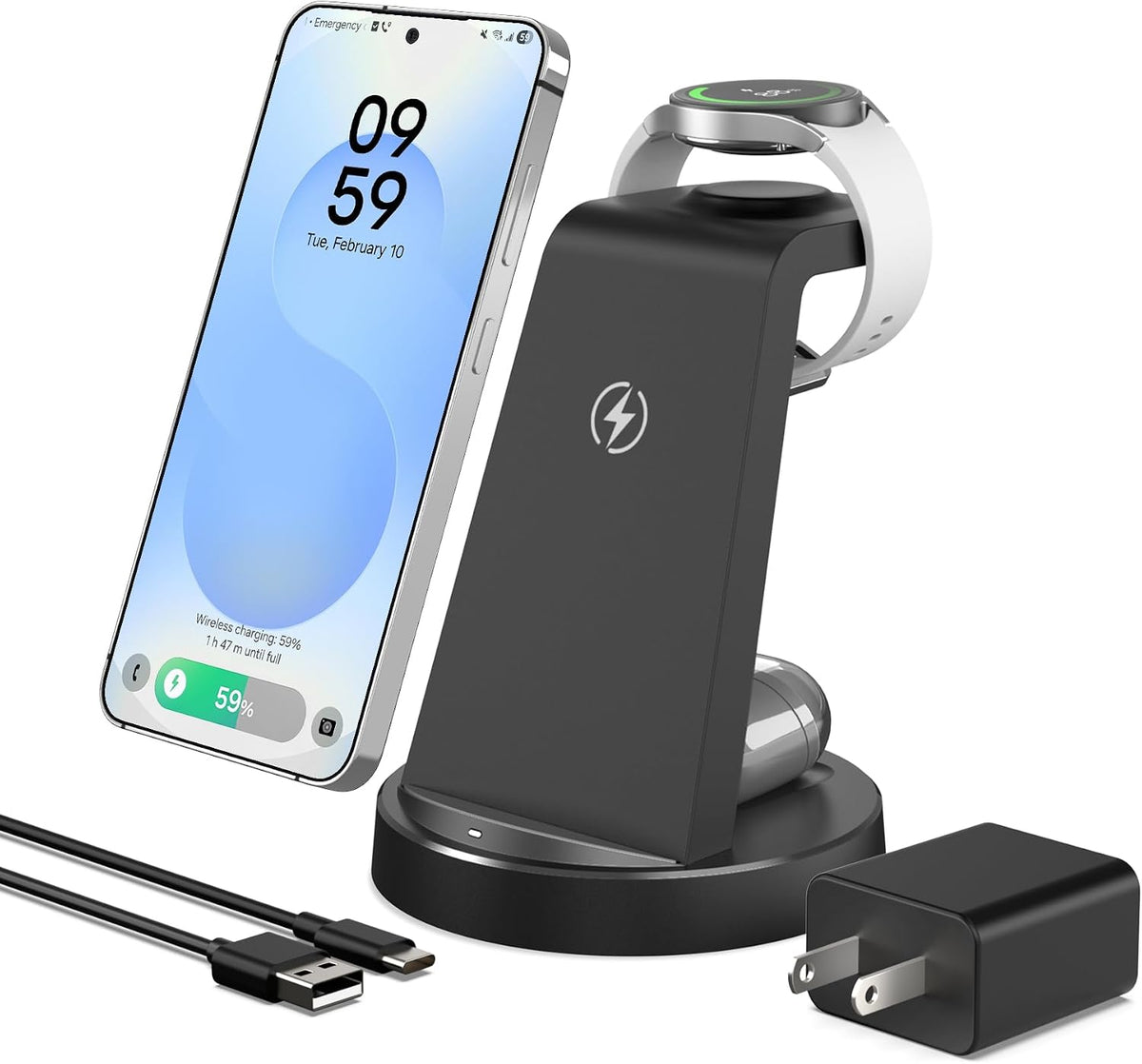Cargador inalámbrico para Samsung, estación de carga Android 3 en 1