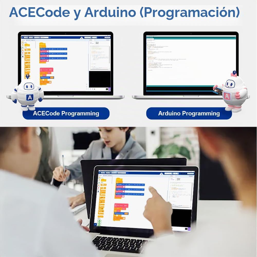 ACEBOTT STEM Kits de Robótica Científica para Adultos, Kit de Construcción de Robot Araña ESP8266, Control Remoto por Aplicación, Juguetes Educativos de Caminar y Rastrear Divertidos para Niños de 12+