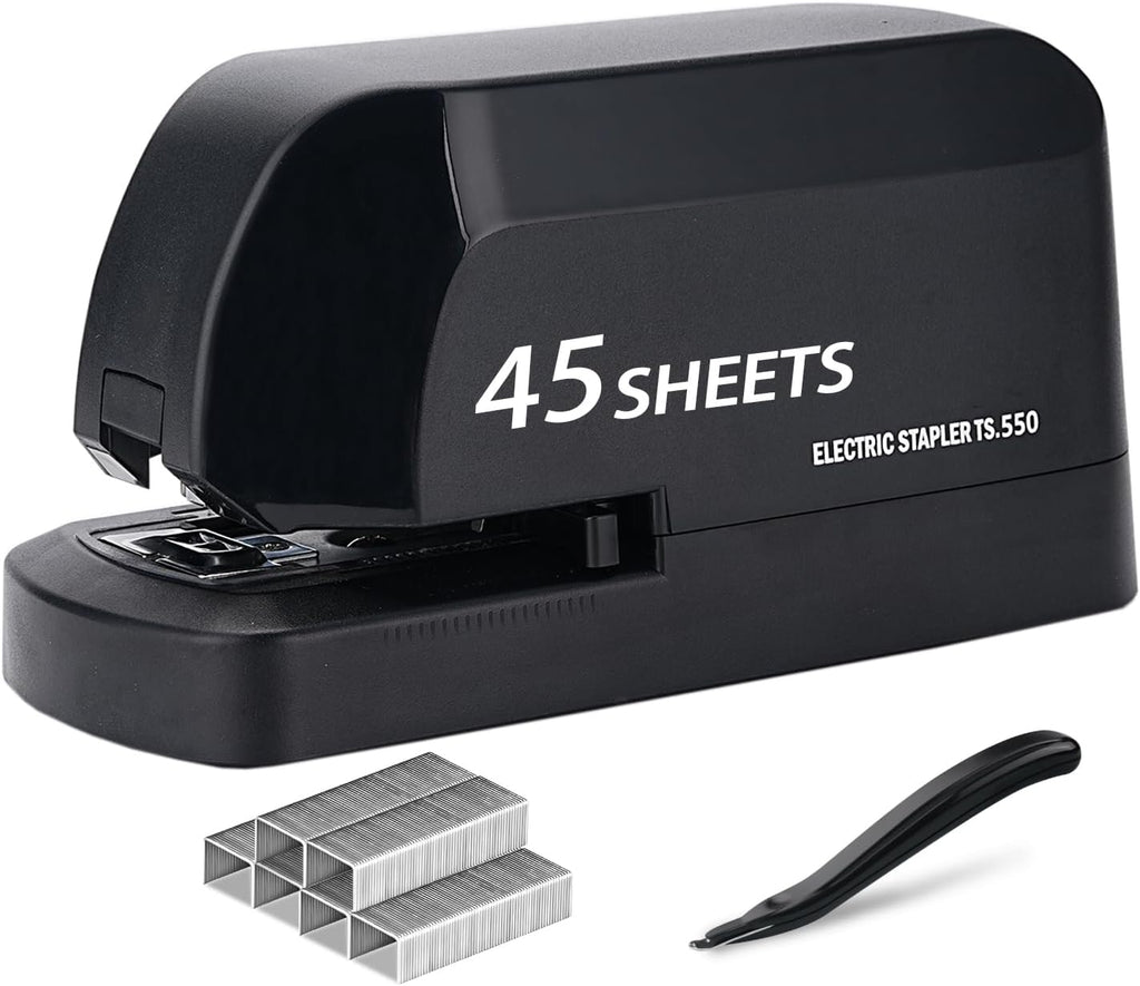 Engrapadora eléctrica para escritorio, engrapadora automática de 45 hojas de capacidad, engrapadoras eléctricas de oficina, grapadoras de CA de alta resistencia, uso de oficina con 1,000 grapas y