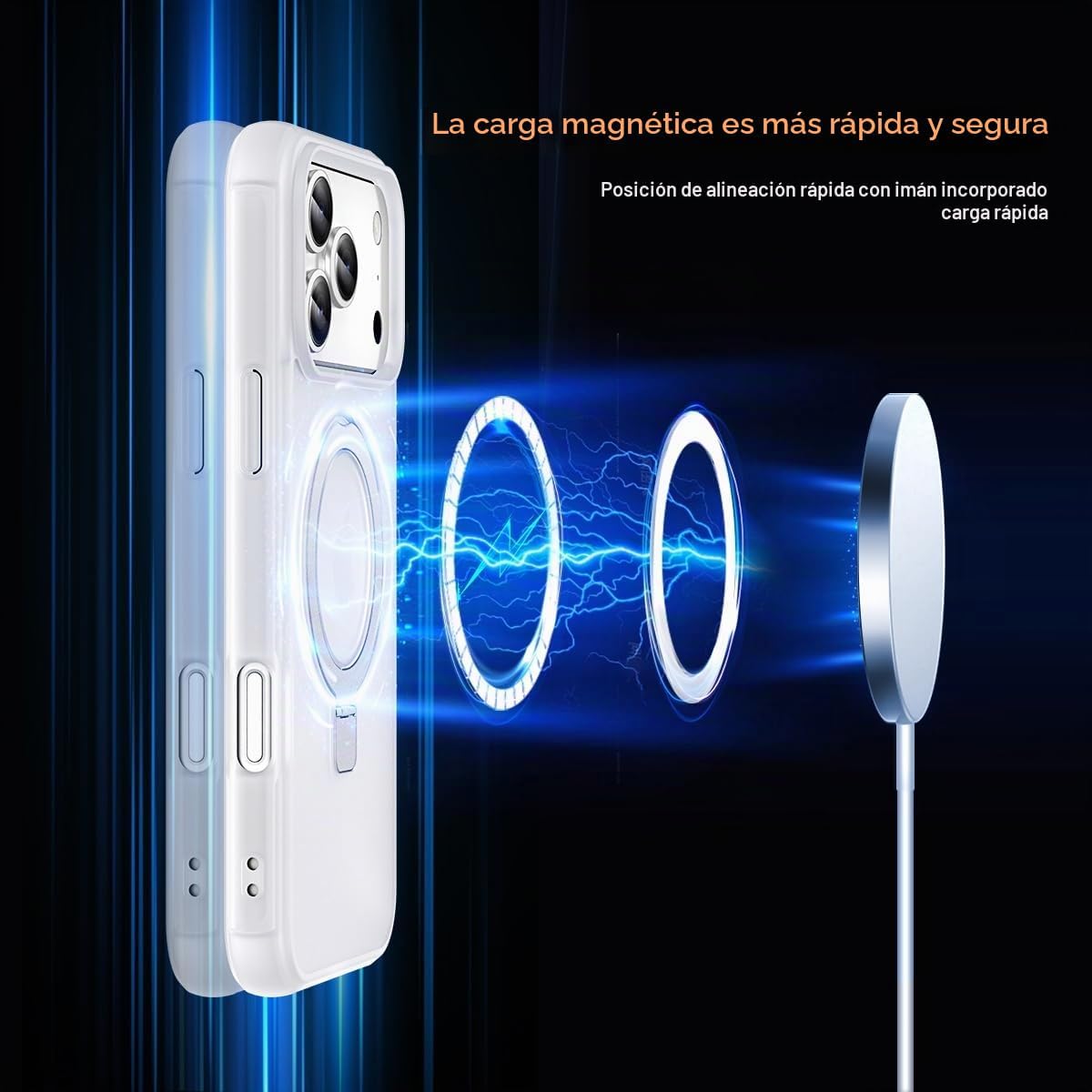 Compatible con iPhone 17 Pro Max Funda con Soporte, Blanco Escarchado
