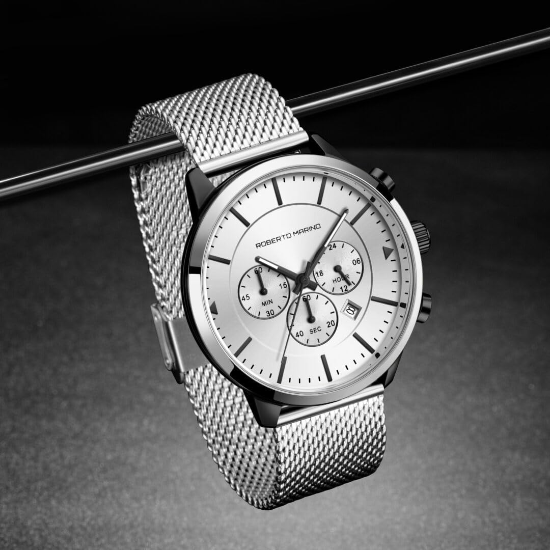 RM3435 Reloj de pulsera de lujo para hombre – Cuarzo japonés de acero inoxidable azul, resistente al agua 3 ATM – Relojes de vestir elegantes para hombre, diseño vintage, ideal como reloj para hombre