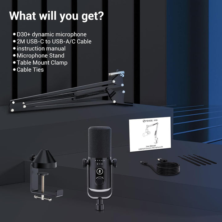 FDUCE - Kit de micrófono de juego USB\/XLR, micrófono dinámico para...