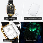 OLEVS Reloj para Mujer Casual Fashion Cuadrante Cuadrado Correa de Silicona Negra Elegante Delicado Cuarzo a Prueba de Agua Lectura Fácil