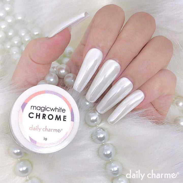 Daily Charme Polvo cromado para uñas Magic White (Blanco) 1g, Polvo...
