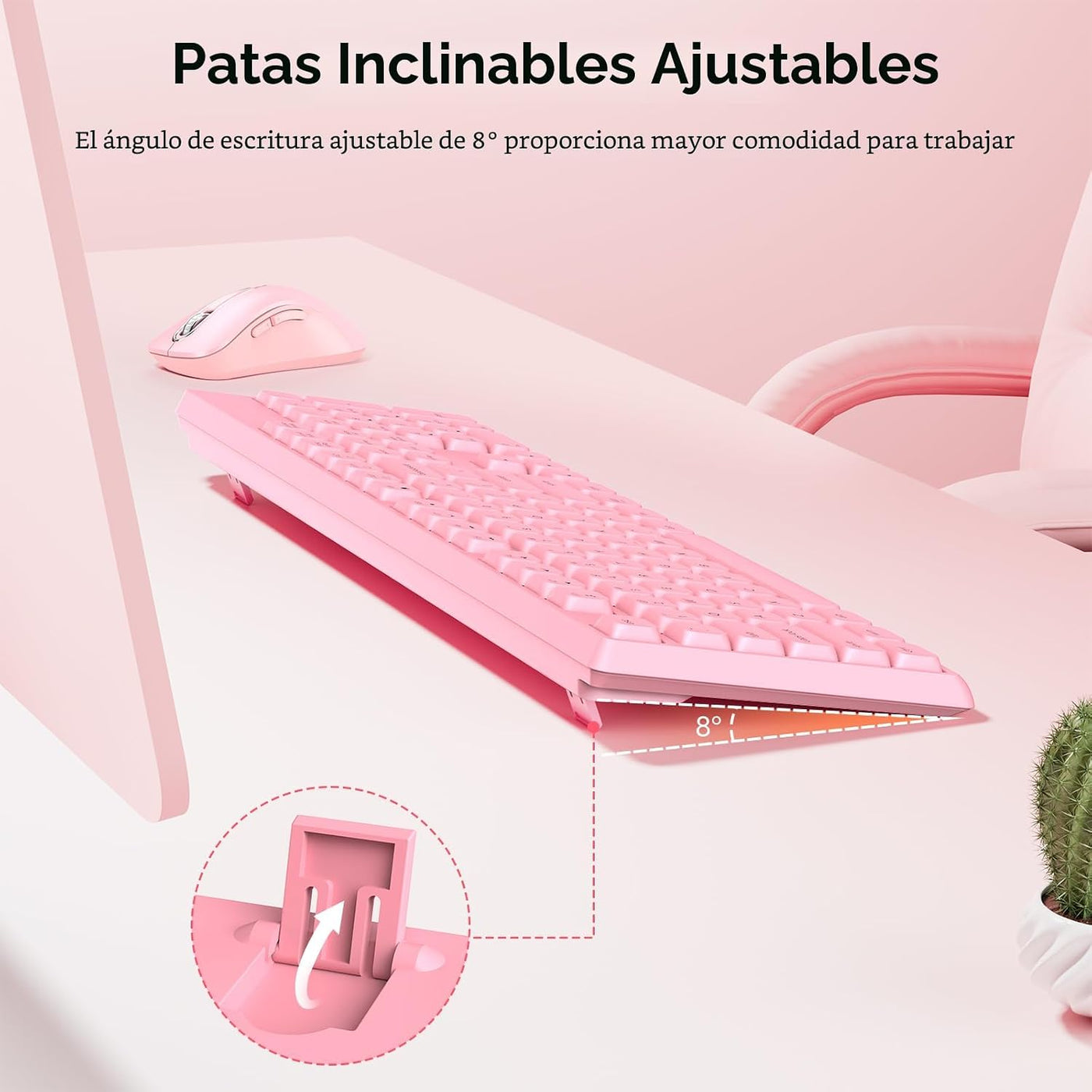 memzuoix Combo de teclado y mouse inalámbricos, juego ergonómico de...