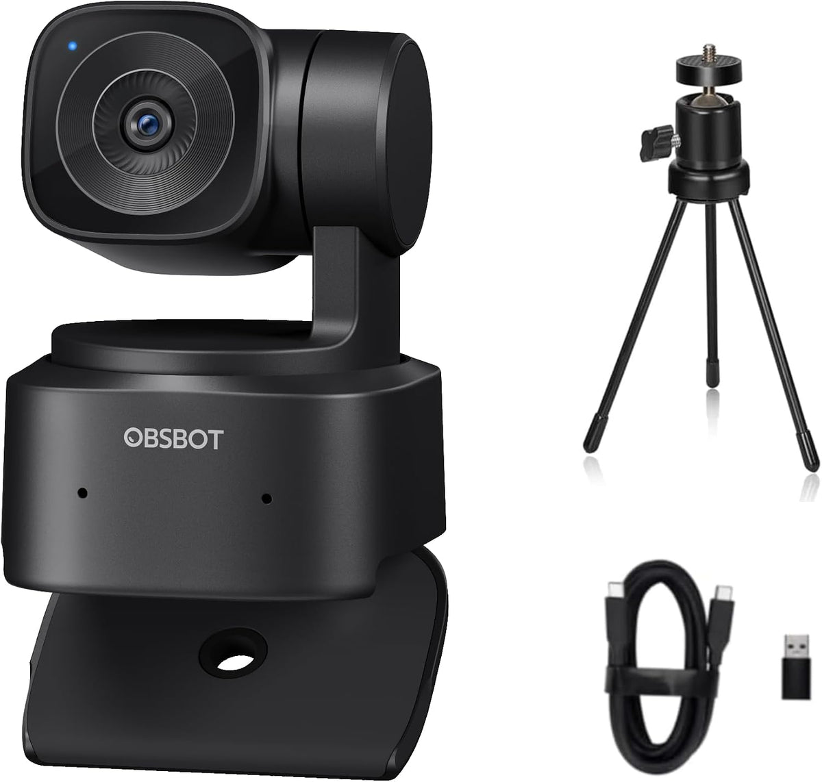 OBSBOT Tiny SE Cámara web PTZ 1080P con seguimiento por IA, con mini trípode