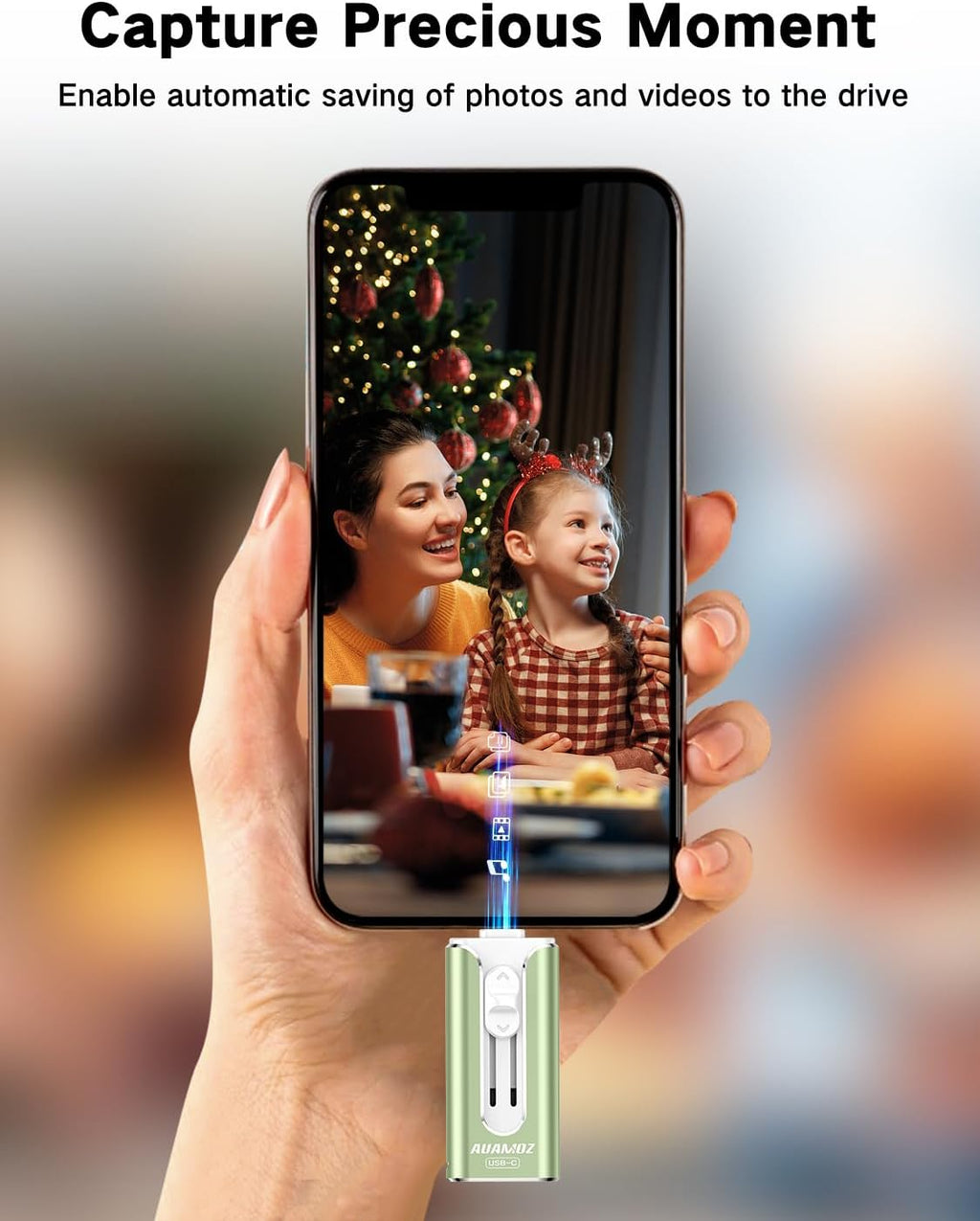 AUAMOZ Mini unidad flash de doble interfaz de 512 GB, memoria portá...