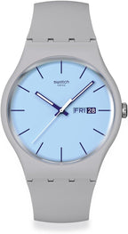 Swatch Nuevo Gent Biosourced Unisex Reloj Casual Polímero Gris Cuarzo Impermeable Blueberry Sky