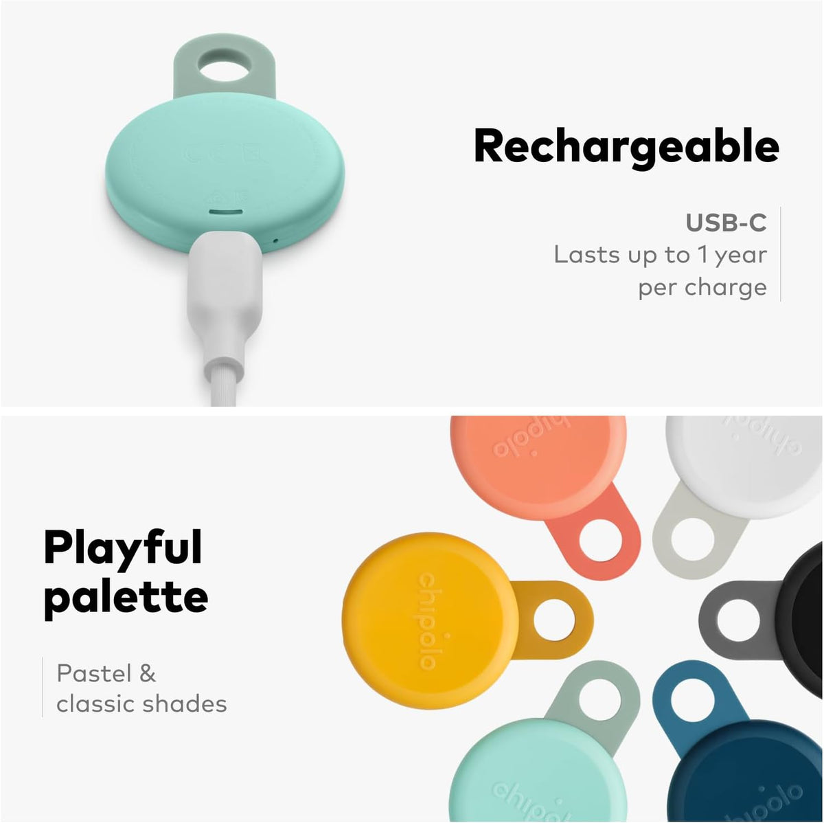 Chipolo LOOP - Etiqueta de seguimiento Bluetooth recargable - Paquete de 4