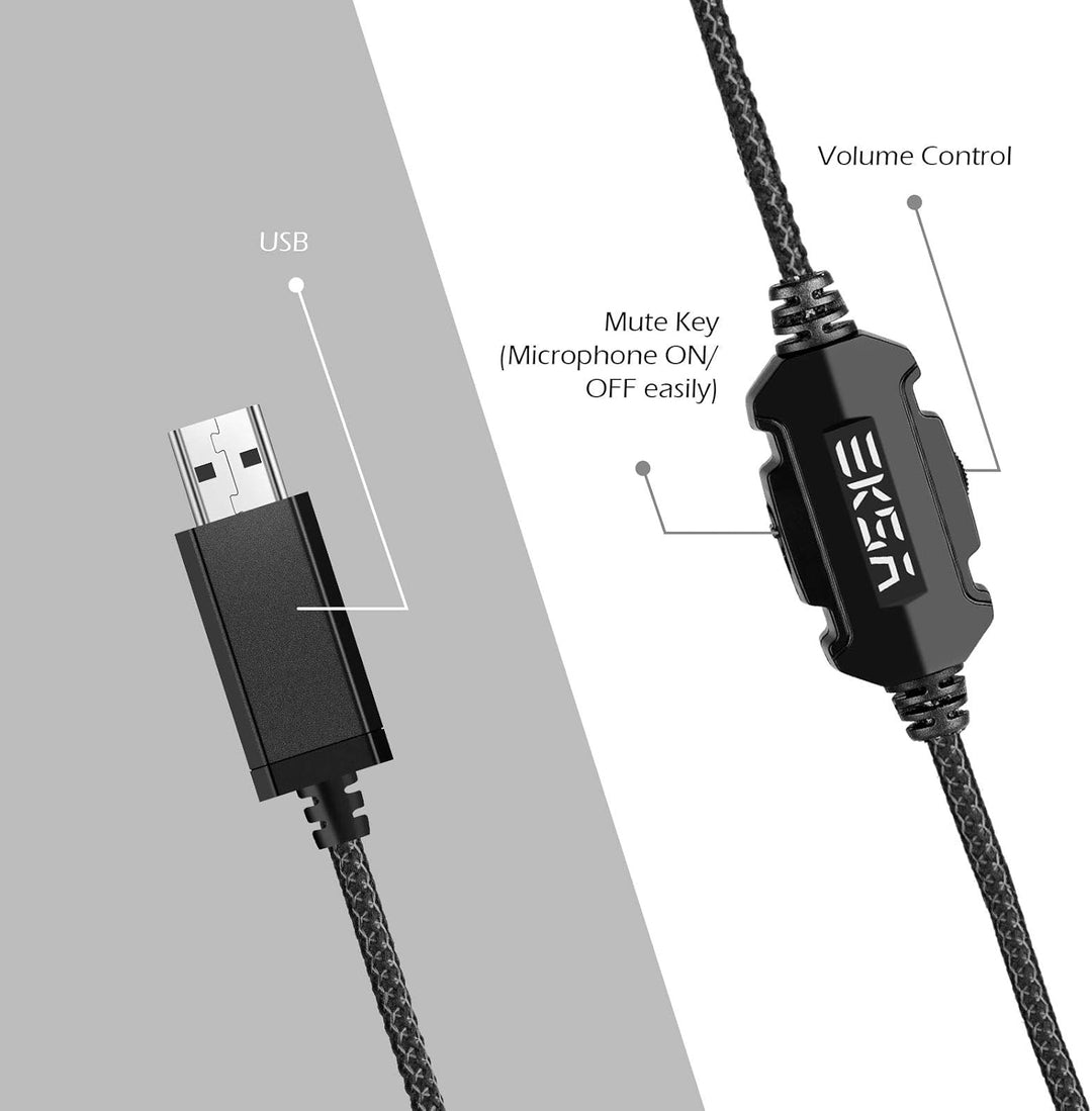 EKSA E1000 USB Gaming Headset for PC, Computer Headphones with Micr...