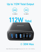 Anker Cargador de escritorio, cargador USB C de carga rápida con 112 W