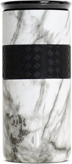 Elemental Vaso aislado artesanal, vaso de viaje para café de triple pared, reutilizable, de acero inoxidable con tapa de cerámica, taza de café térmica para bebidas calientes (6 horas) y frías (18