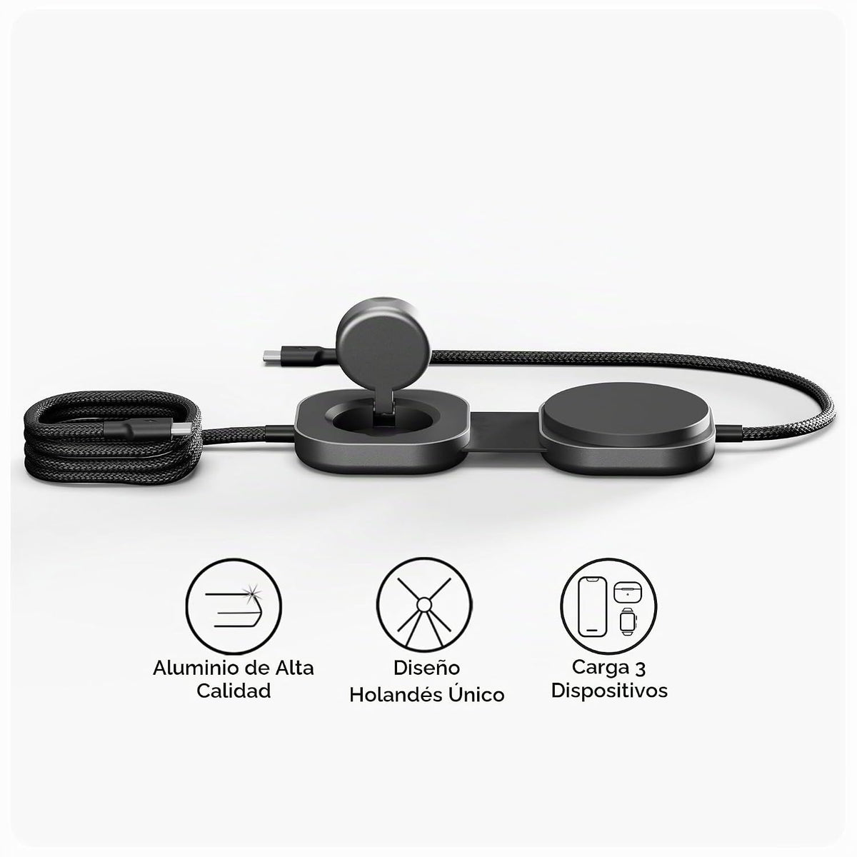ZENS MagSafe - Cable cargador USB-C con cargador de Apple Watch para MacBook y iPhone, Qi2 de 15 W, requiere adaptador de 65 W+, no incluido, cable Pro 3, certificado MFi, 4.9 pies, color negro