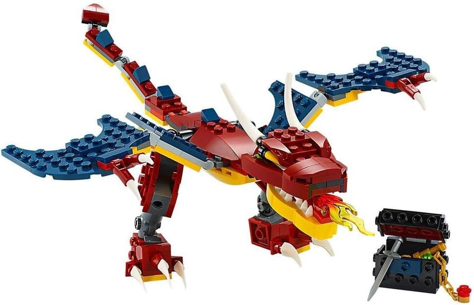 LEGO Creator 31102 - Kit de construcción de dragón de fuego 3 en 1, juguete genial para construir para niños (234 piezas)