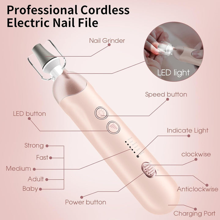 Kit Profesional de Manicura y Pedicura, Juego de Lima Eléctrica Ina...