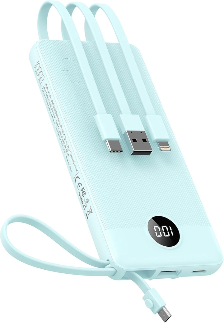 VEEKTOMX Cargador portátil con cables integrados, banco de energía...