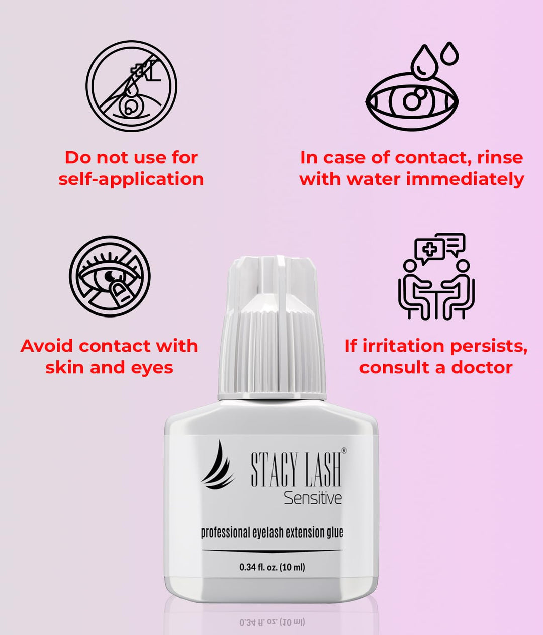 Stacy Lash - Pegamento para extensión de pestañas sensibles, 0.34 o...