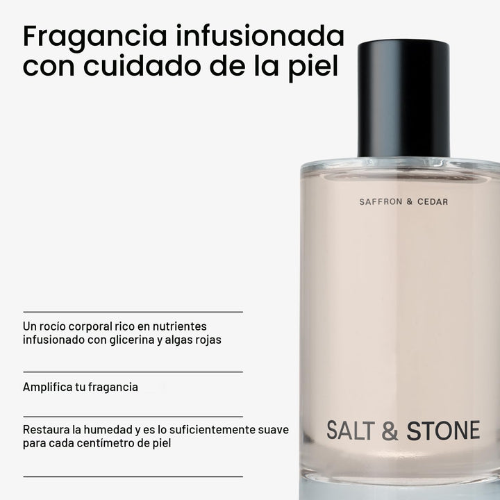 Salt &amp; Stone Body Mist, aroma de azafrán y cedro, spray para el...