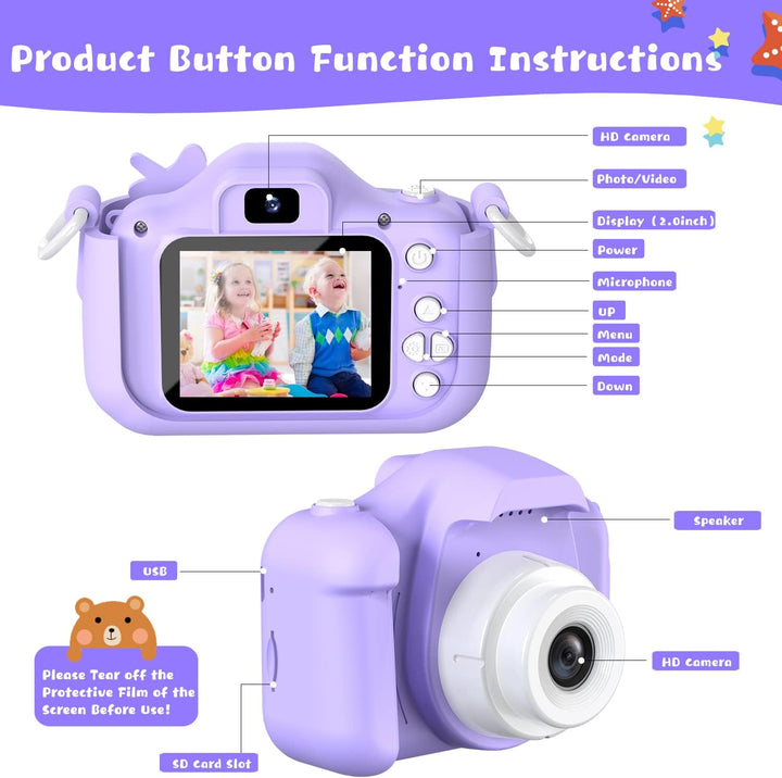 Dwfit Cámara de selfie mejorada para niños, regalos de cumpleaños d...