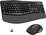 Combo de teclado y mouse inalámbricos, teclado ergonómico con 6 tec...