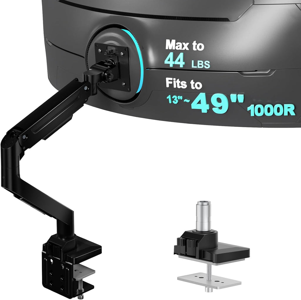WALI Brazo de monitor resistente para pantalla curva 1000R de 13-49