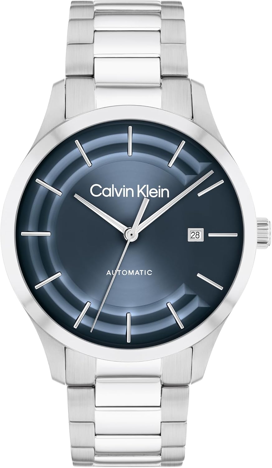 Calvin Klein CK Iconic - Reloj automático 3H de 1.575 in para hombre - Pulsera de acero inoxidable - Resistencia al agua 98.4 ft - Movimiento mecánico de cuerda automática - Reloj de lujo - Regalo