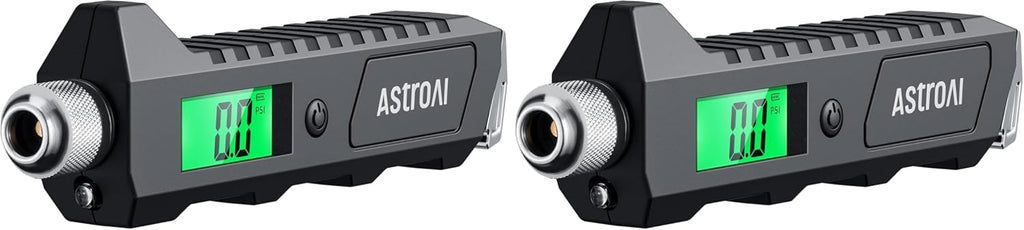 AstroAI Medidor digital de presión de neumáticos, 230 PSI, 4 ajustes, resistente para coche y bicicleta con linterna LCD retroiluminada más grande y antideslizante, negro (paquete de 2)