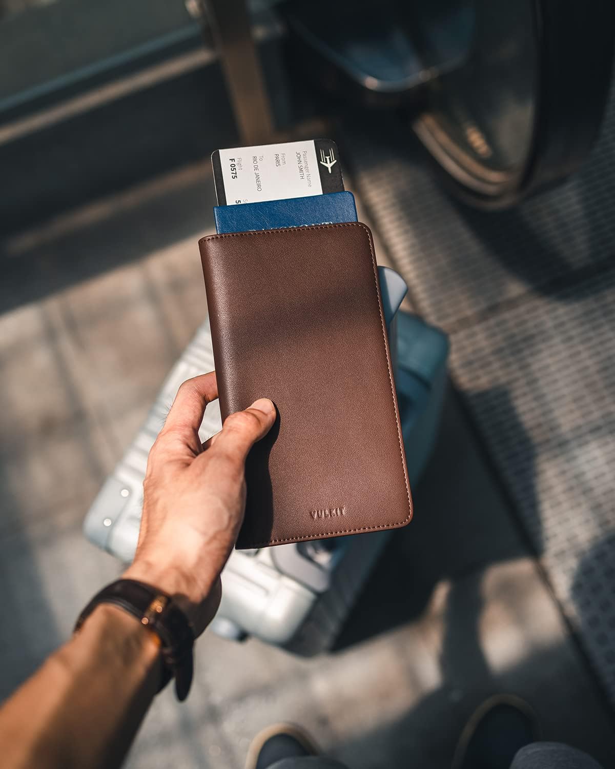 VULKIT Billetera para pasaporte, con bloqueo RFID, cartera de viaje para hombres y mujeres, Espresso, Talla única, Cartera de viaje