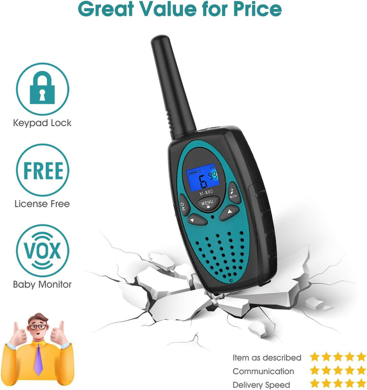 Topsung Walkie Talkies M880 para adultos (paquete de 2 azul)